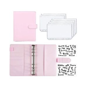 🆕 A6 PU Leather Budget Binder Organizer Cash Envelopes System Set Color Pink
